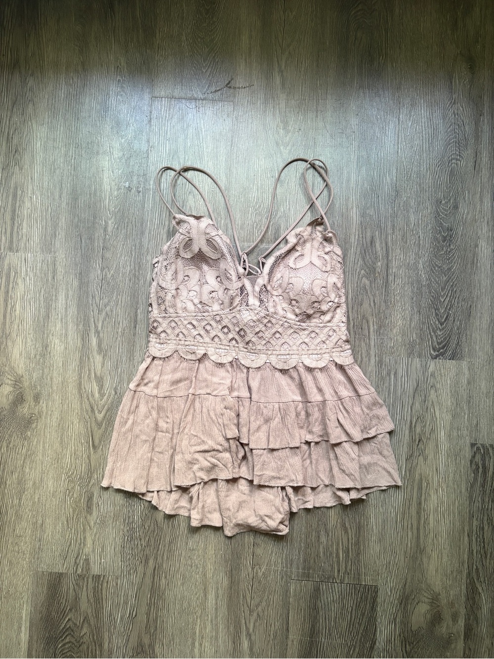 Zenana Brown Lace Babydoll Top | Ruffle Floral